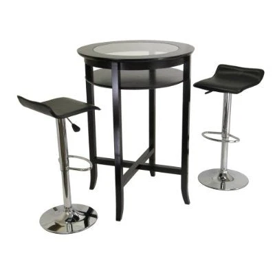 Set of 2 Modern Air-Lift Adjustable Bar Stools with Black Seat - Image 3