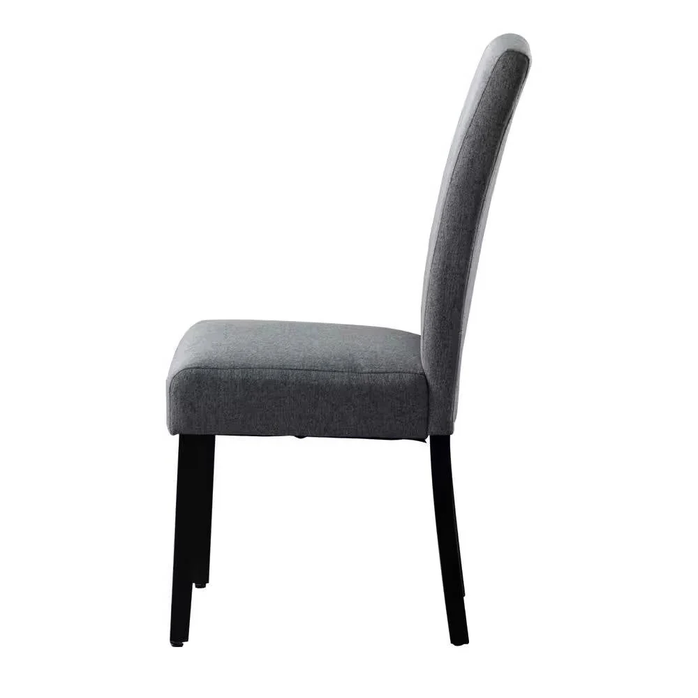 Set of 2 Modern Grey Fabric Upholstered Dining Chair with Black Wood Legs - Image 2