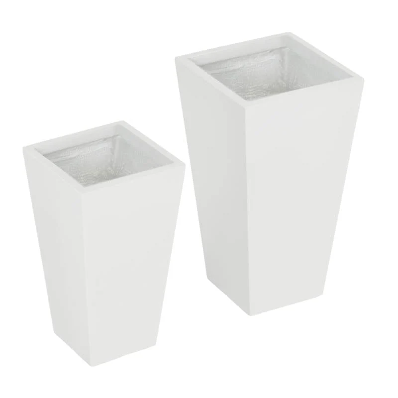 Set of 2 Modern Lightweight Outdoor Patio Flower Pot Planter Box in White - Image 2
