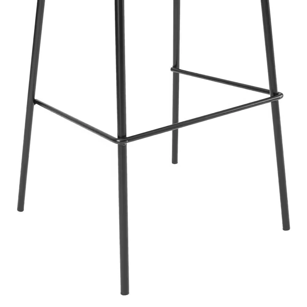Set of 2 - Modern Low Back Barstool with Black Metal Frame and Grey Linen Seat - Image 5