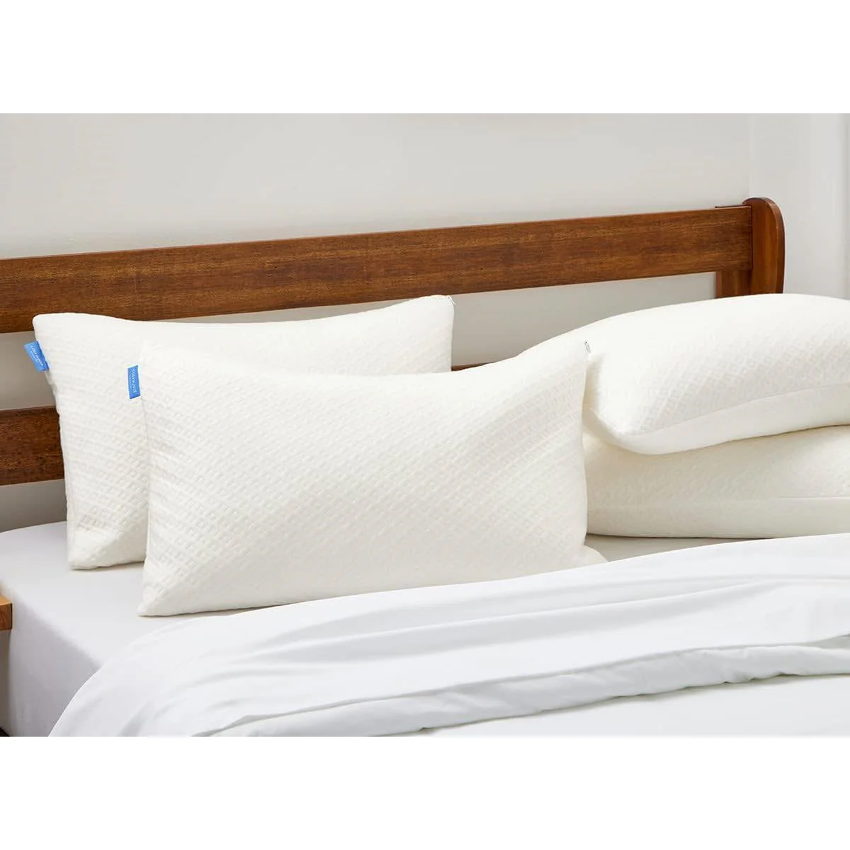 Set of 2 Queen Shredded Memory Foam Pillows with Luxury Bamboo Breathable Cover - Image 3