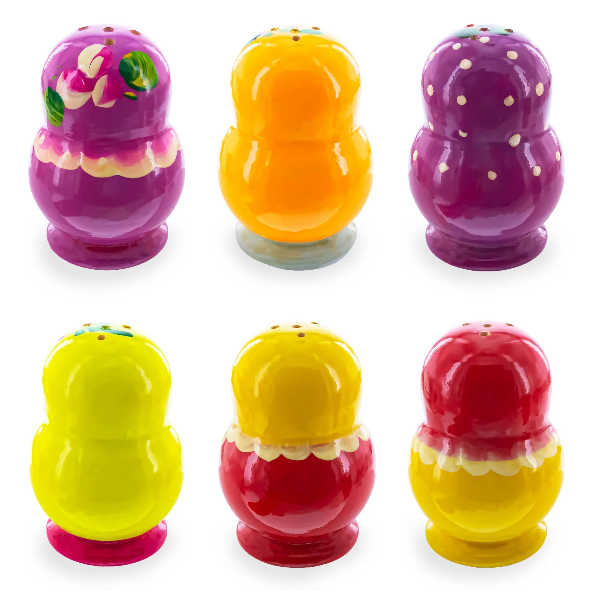 Set of 2 Salt and Pepper Shakers Nesting Dolls in Assortment (Colors May Vary) - Image 3