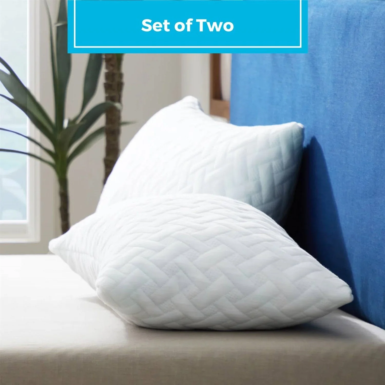 Set of 2 - Shredded Memory Foam Bed Pillows with 2 Pillowcases - Standard size - Image 4
