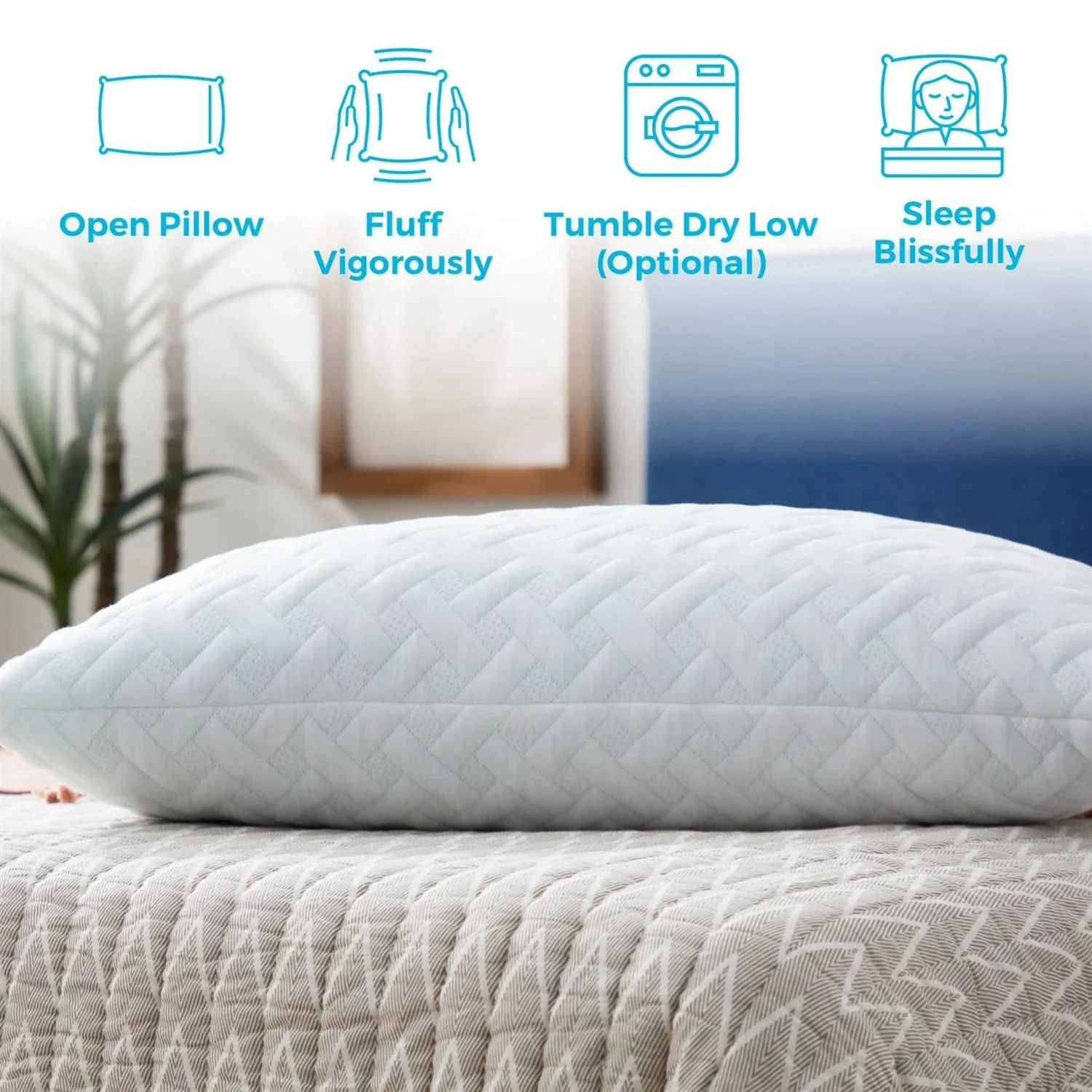 Set of 2 - Shredded Memory Foam Bed Pillows with 2 Pillowcases - Standard size - Image 5