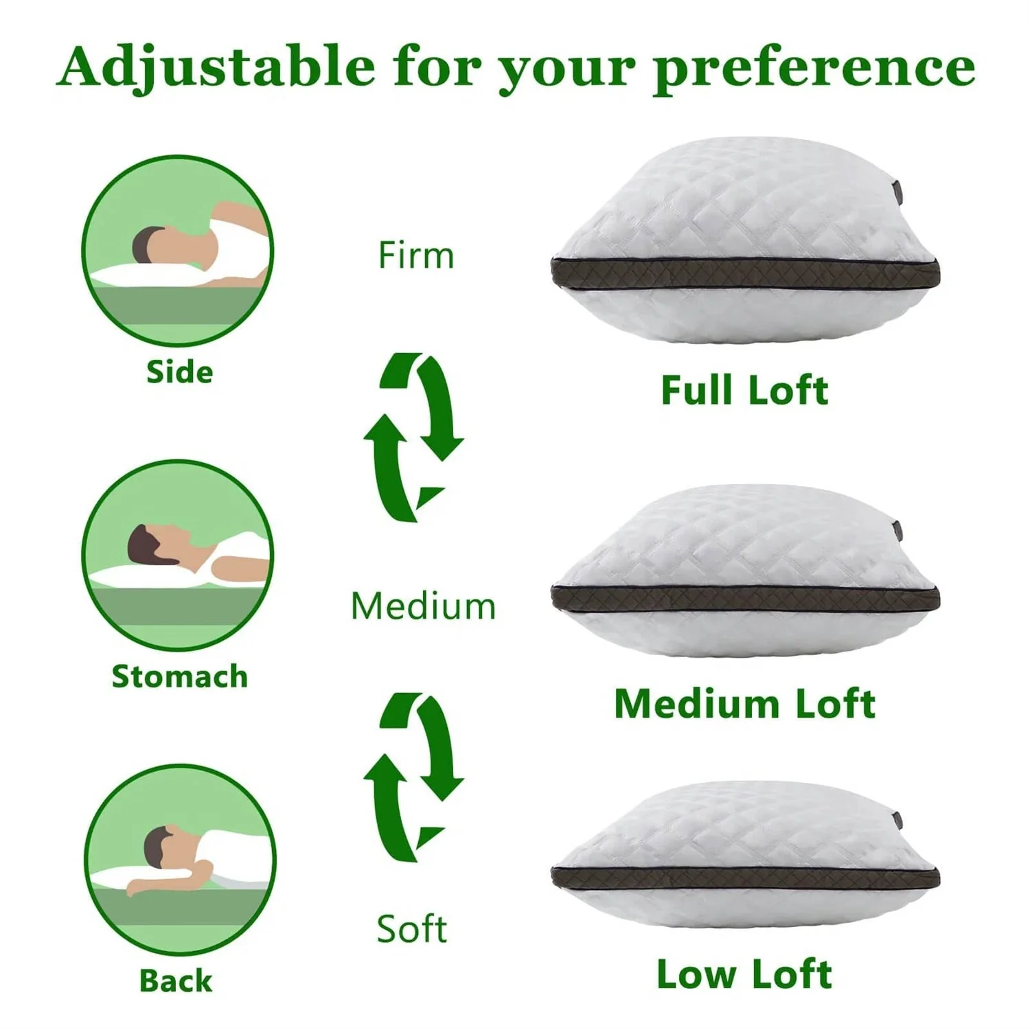 Set of 2 Standard Shredded Memory Foam Polyester Pillow with Removeable Cover - Image 3