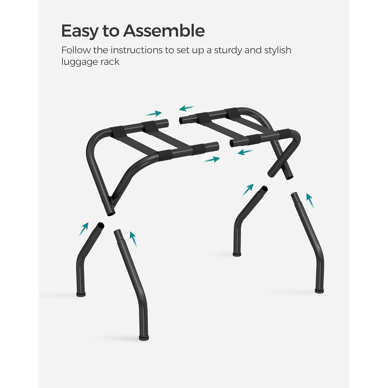 Set of 2- Sturdy Black Metal Folding Luggage Rack - Image 3