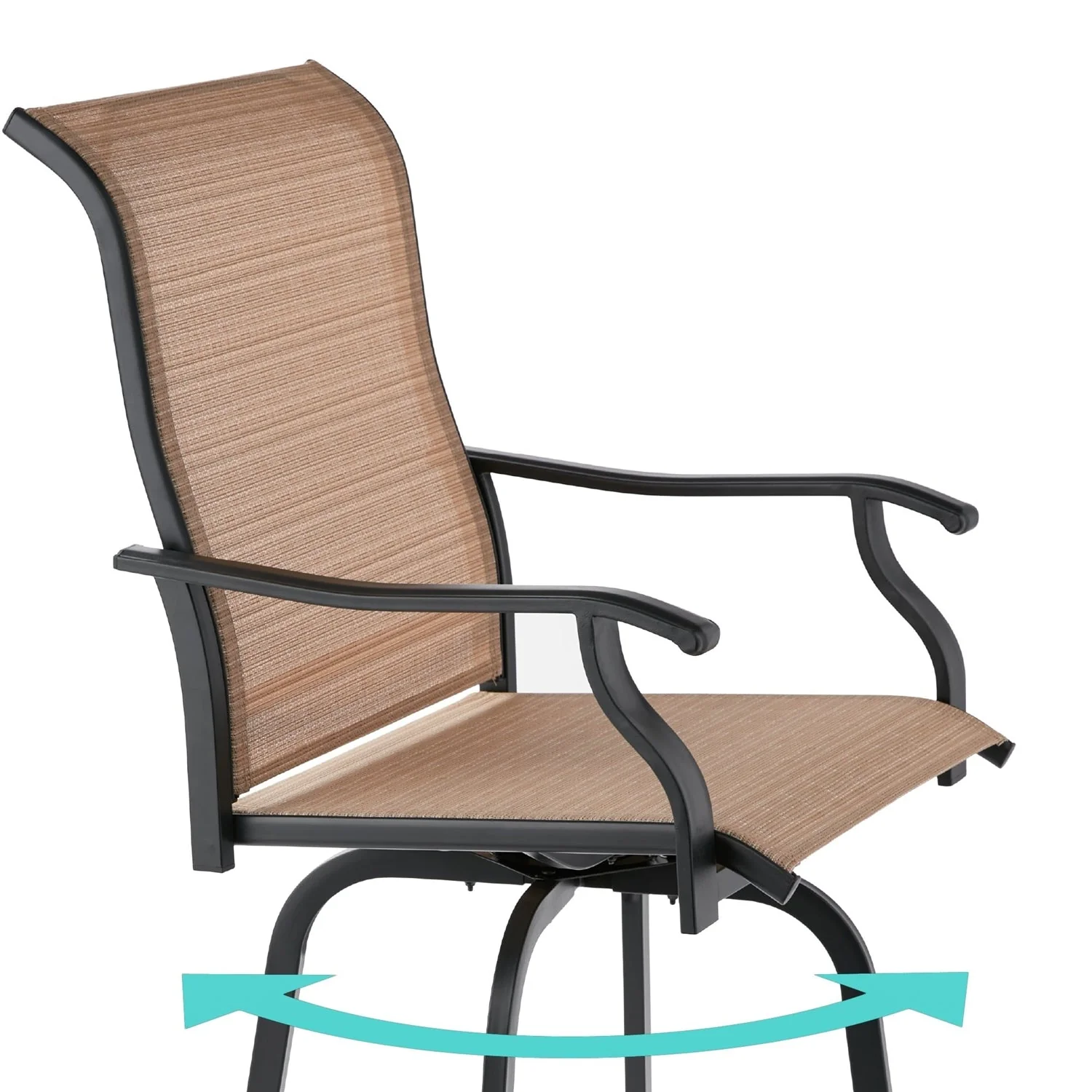 Set of 2 Tan All-Weather Mesh Swivel Barstools - Image 2