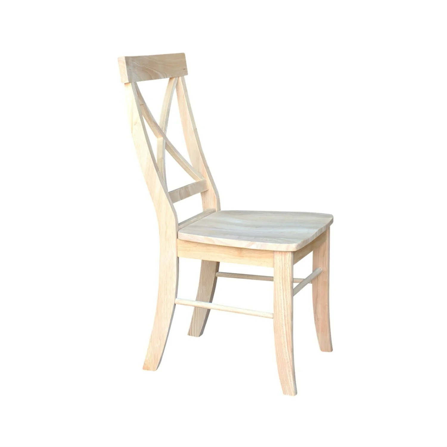 Set of 2 - Unfinished Wood Dining Chairs with X-Back Seat Backrest - Image 2