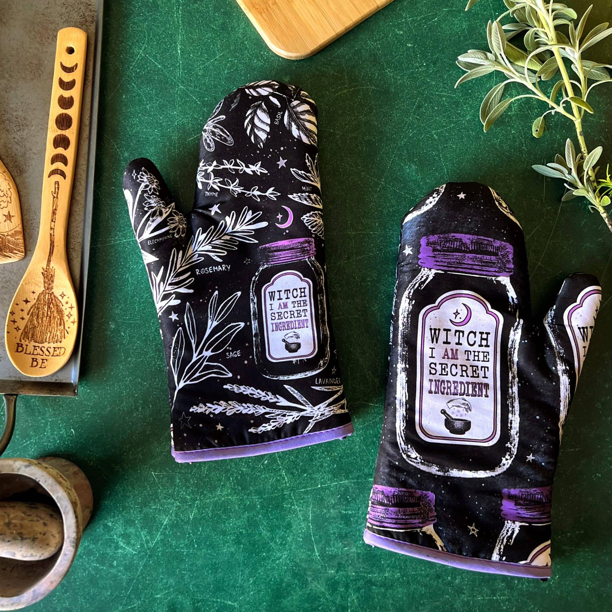 Set of 2 "Witch, I AM The Secret Ingredient" Oven Mitt | Pot Holders Hanging Oven Gloves Set - Image 2