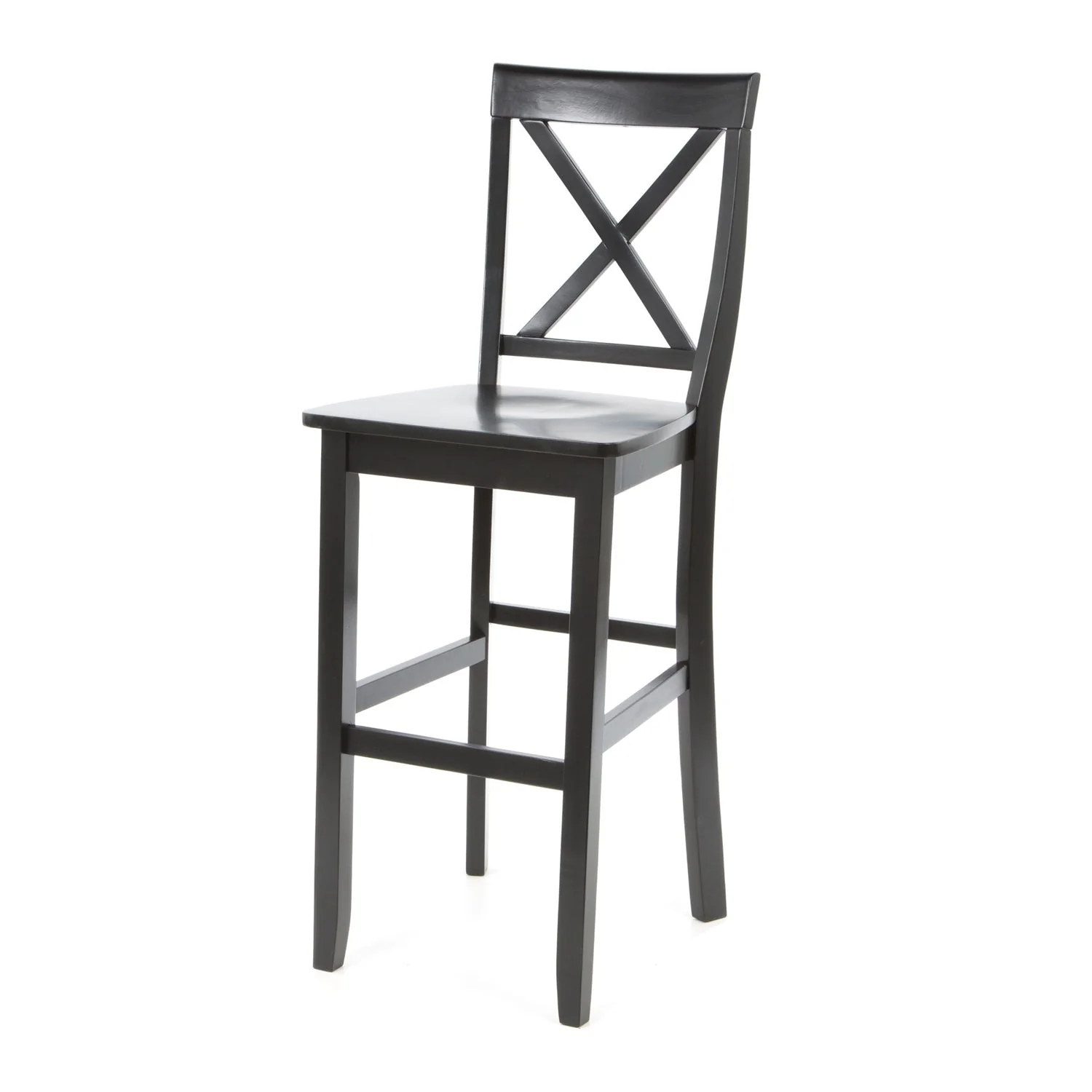 Set of 2 - X-Back Solid Wood 30-inch Barstools in Black Finish - Image 2