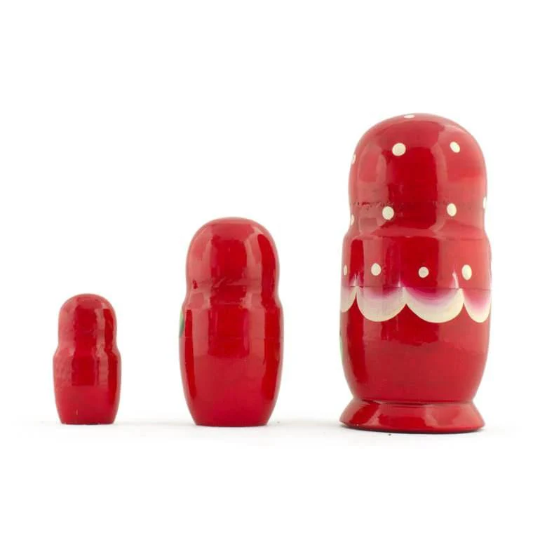Set of 3 Anemone Flowers Wooden Nesting Dolls 3.5 Inches - Image 2