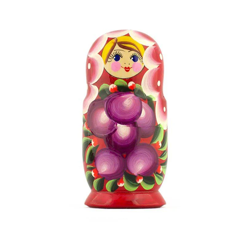 Set of 3 Anemone Flowers Wooden Nesting Dolls 3.5 Inches - Image 3