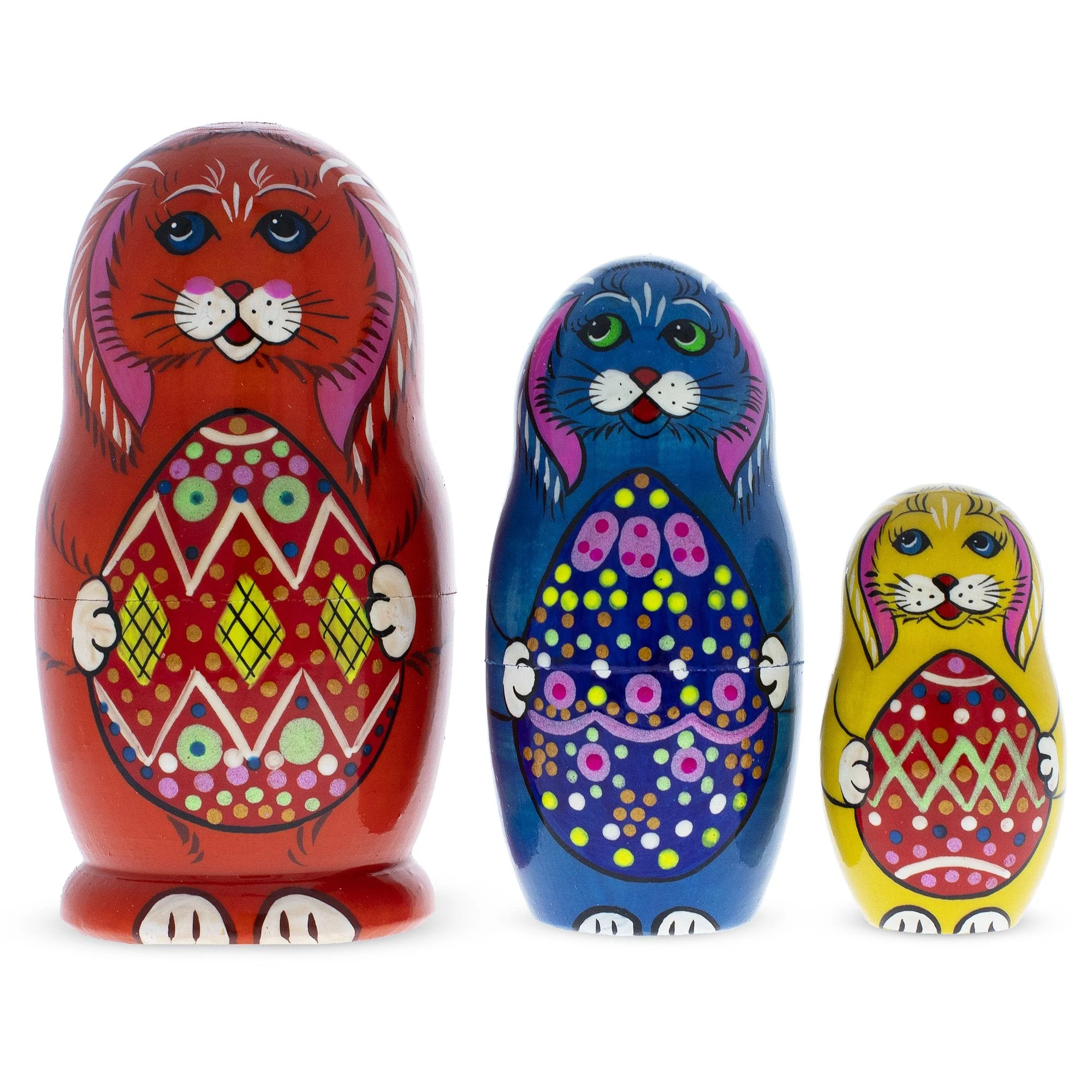 Set of 3 Bunnies with Easter Eggs Nesting Dolls - Image 2