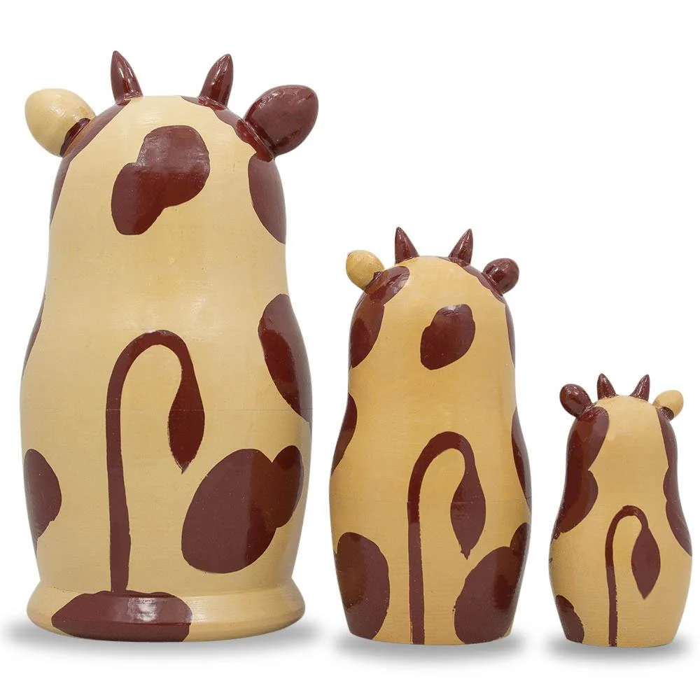 Set of 3 Cow Family Nesting Doll 5.5 Inches - Image 2