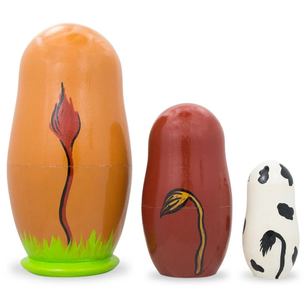 Set of 3 Cows Wooden Nesting Dolls 4.25 Inches - Image 2