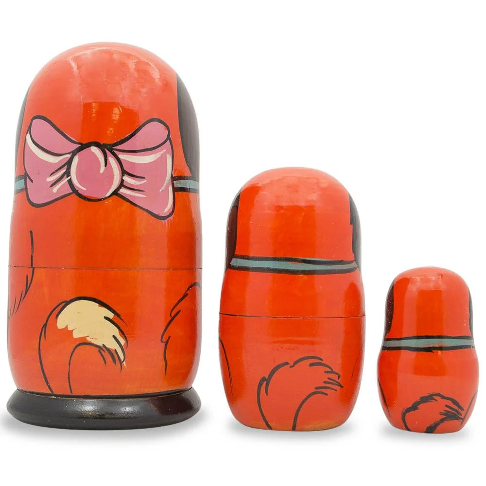 Set of 3 Dogs with Ball  Wooden Nesting Dolls 5 Inches - Image 2