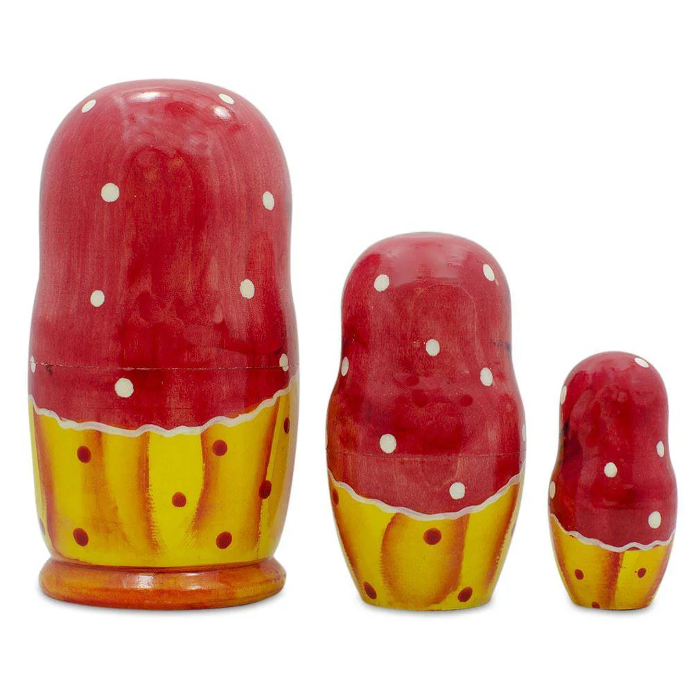 Set of 3 Girls with Flower Bouquet  Nesting Dolls 4.25 Inches - Image 2