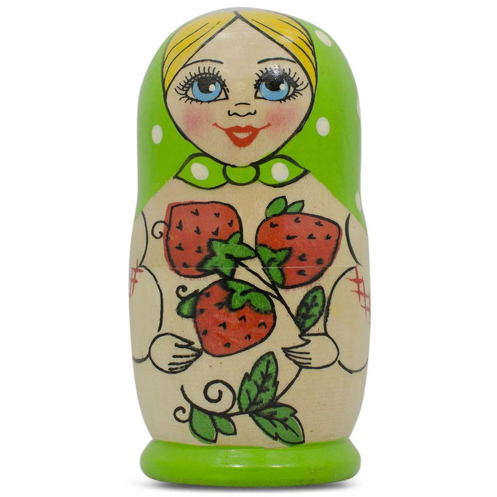 Set of 3 Green Blue and Orange  Nesting Doll 4 Inches - Image 3