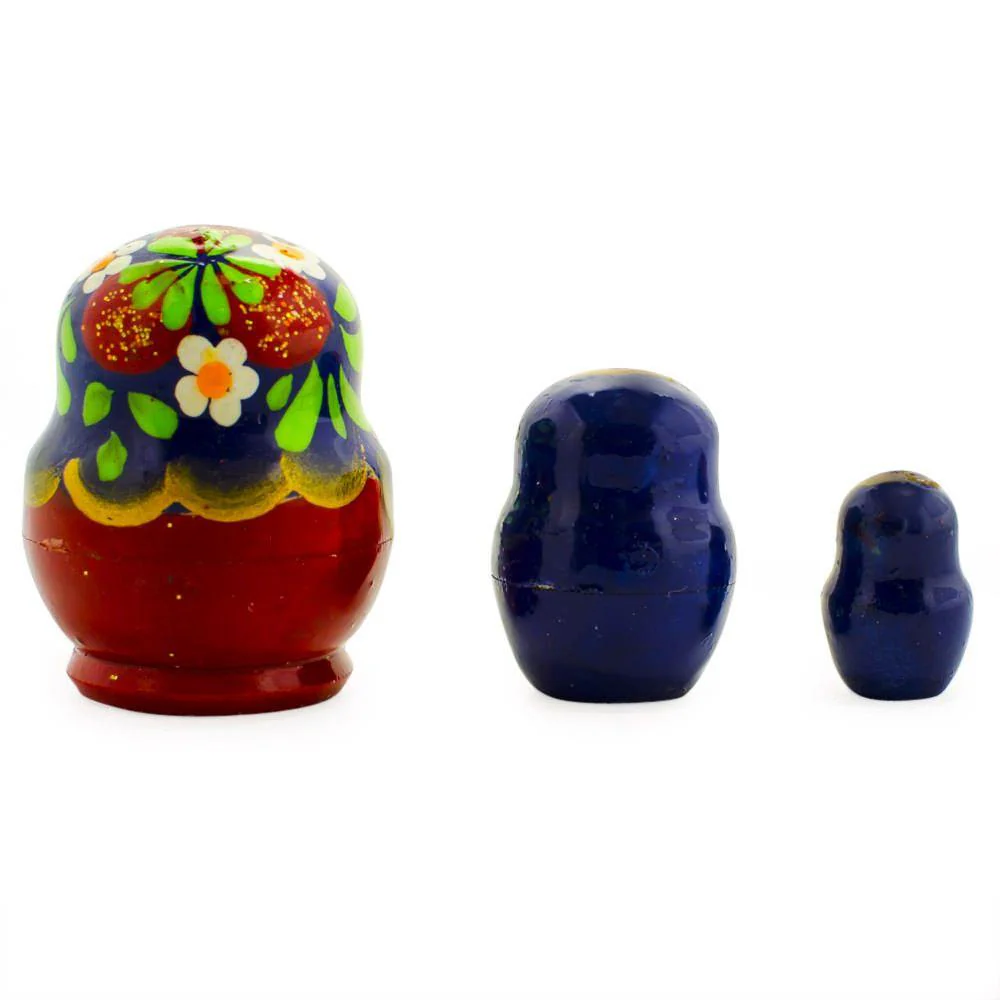 Set of 3 Miniature Flowers Nesting Dolls 2 Inches - Image 2