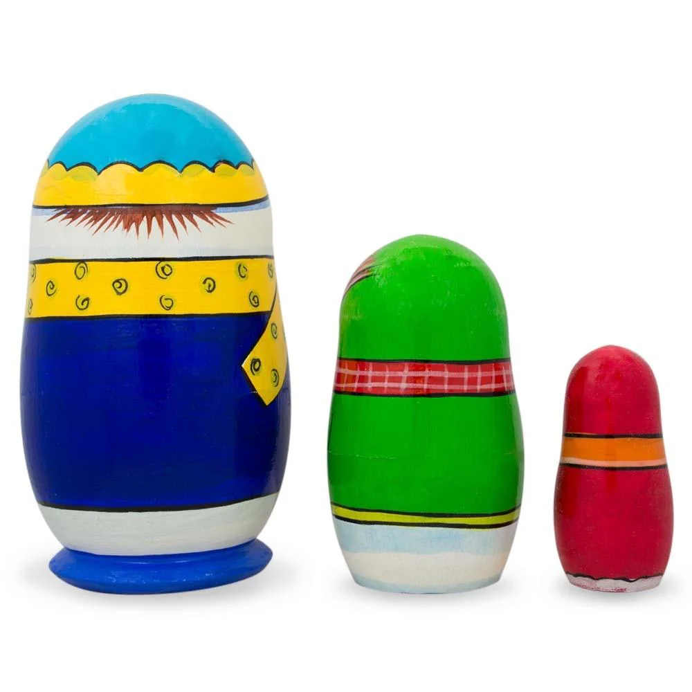 Set of 3 Snowman Family Wooden Nesting Dolls 4.25 Inches - Image 2