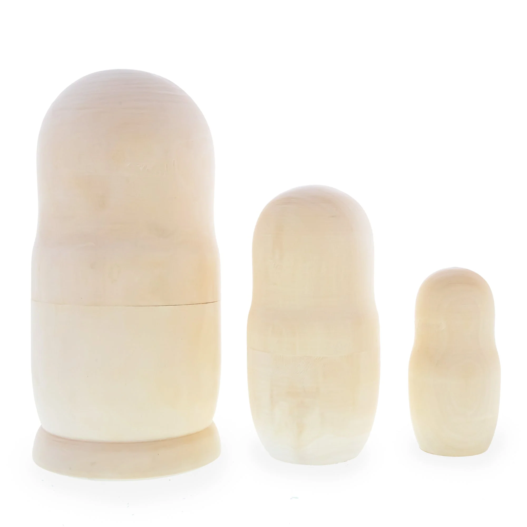 Set of 3 Unpainted Blank Wooden Nesting Dolls 7 Inches - Image 3