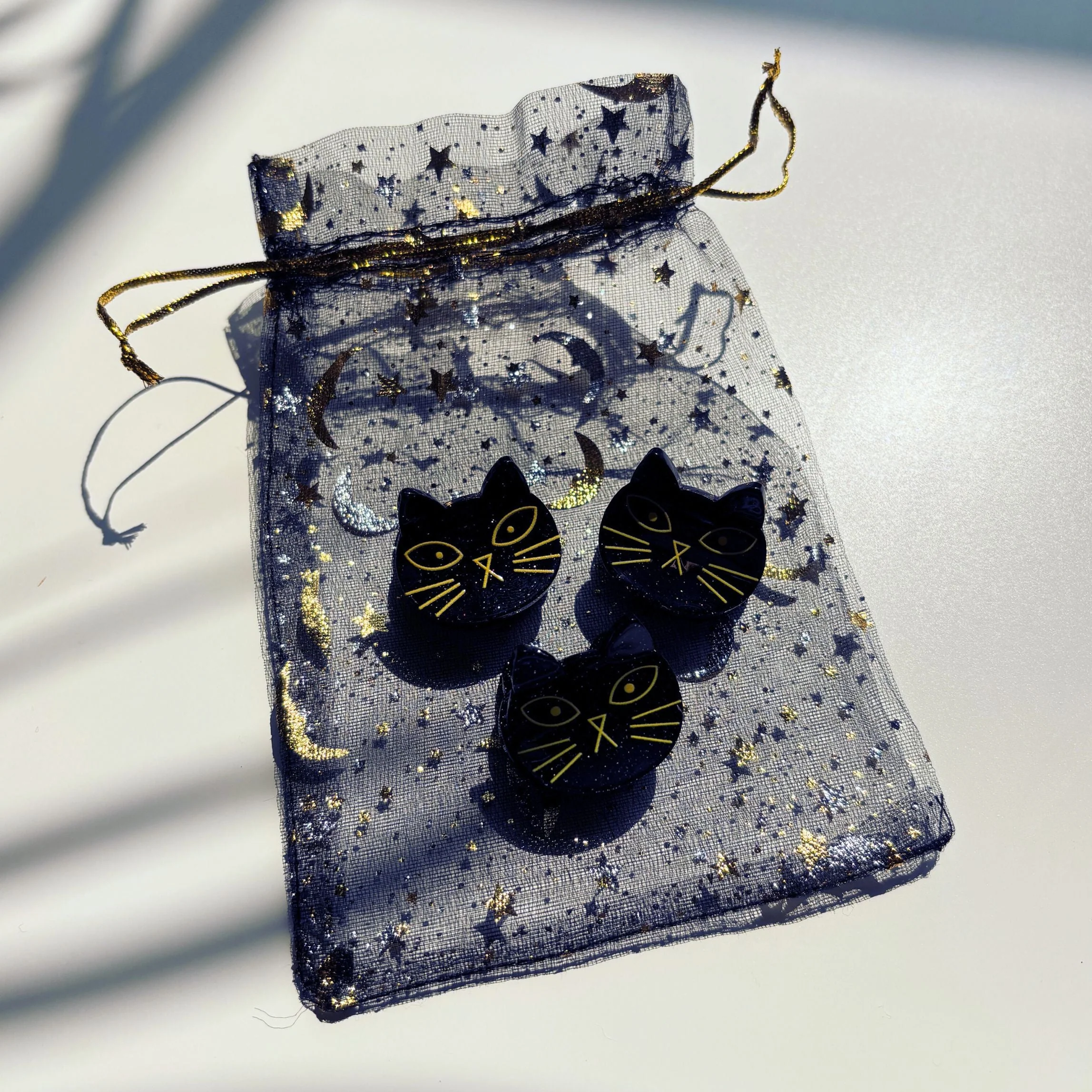 Set of 3 Velvet Claws Mini Black Cat Hair Claws | Hair Claw Clip in Giftable Pouch - Image 2