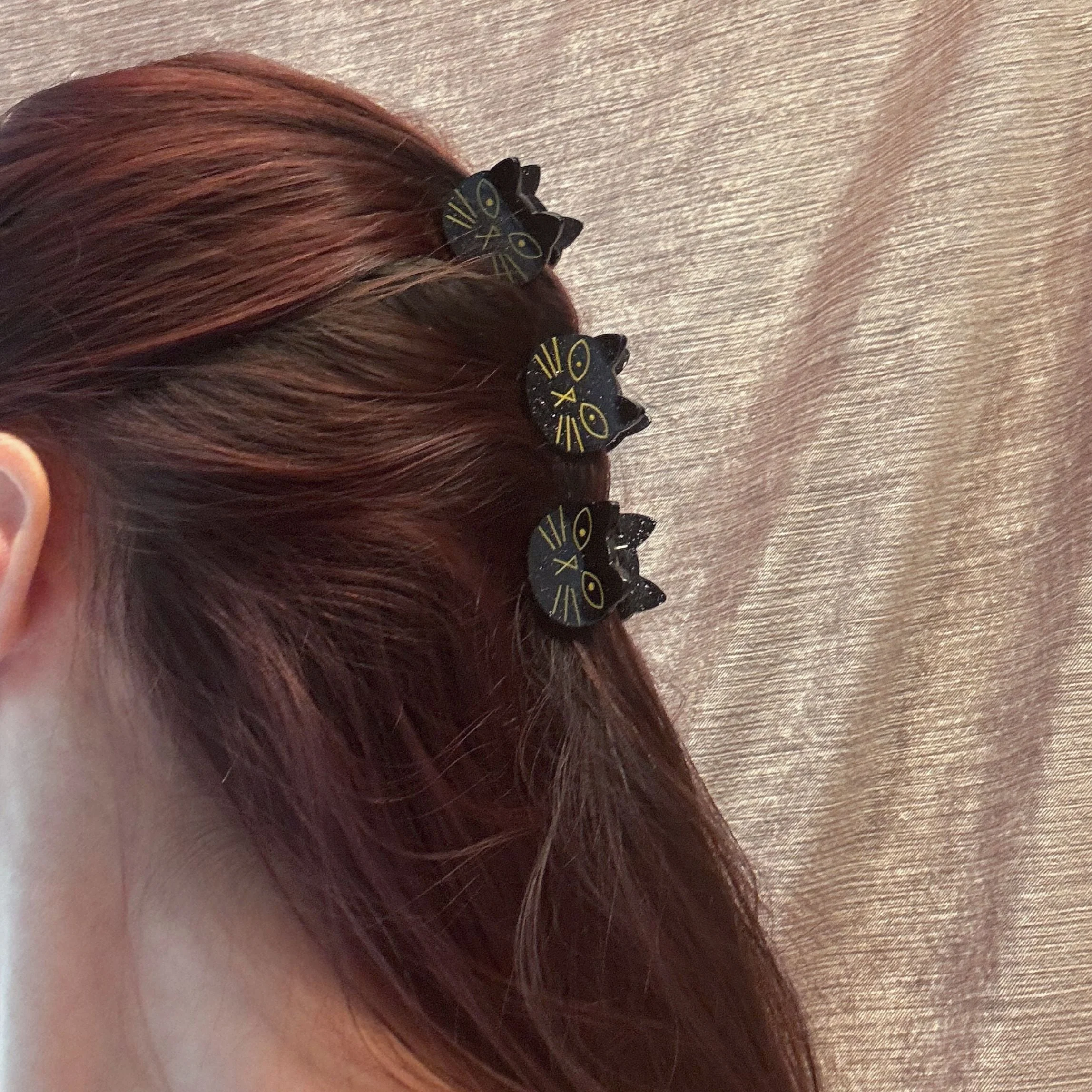 Set of 3 Velvet Claws Mini Black Cat Hair Claws | Hair Claw Clip in Giftable Pouch - Image 3