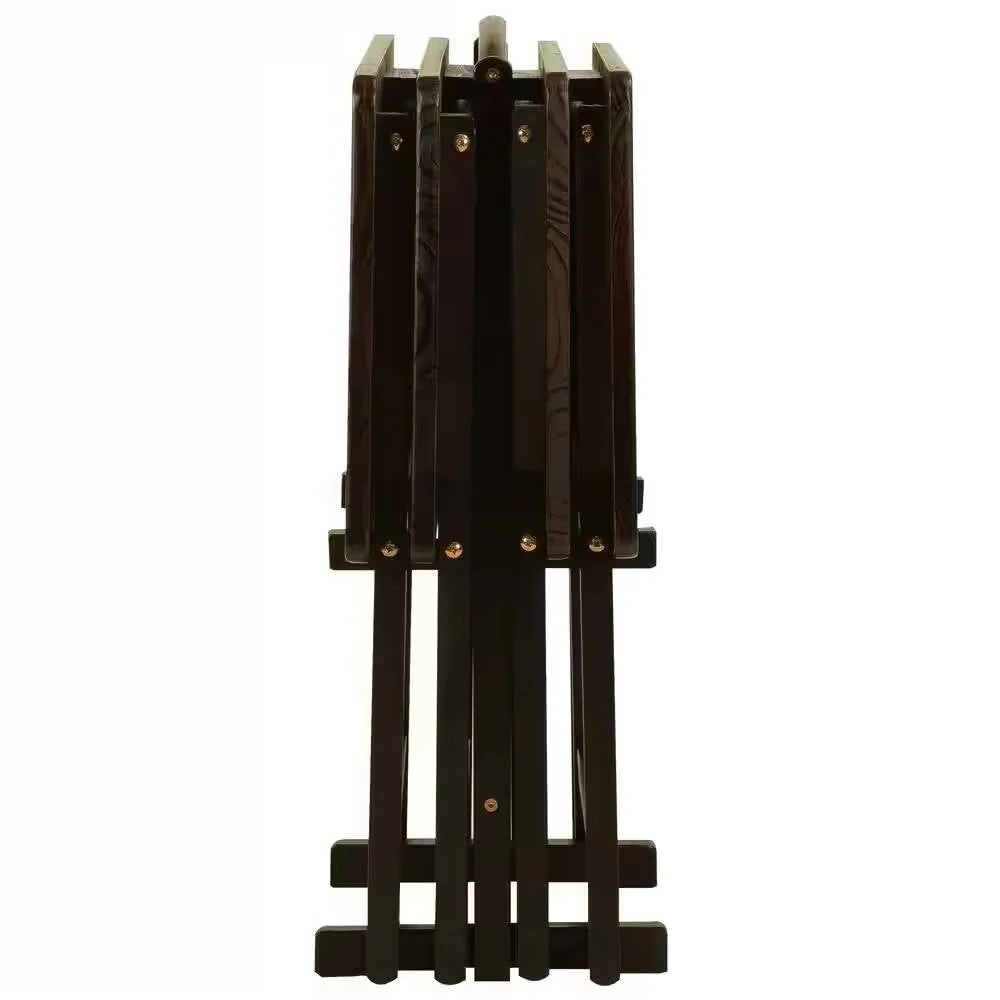 Set of 4 - Folding TV Tray Table Set with Stand in Dark Brown Wood Finish - Image 2