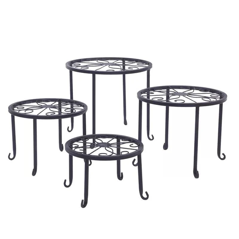 Set of 4 - Indoor Outdoor Black Metal Plant Stand - Image 4