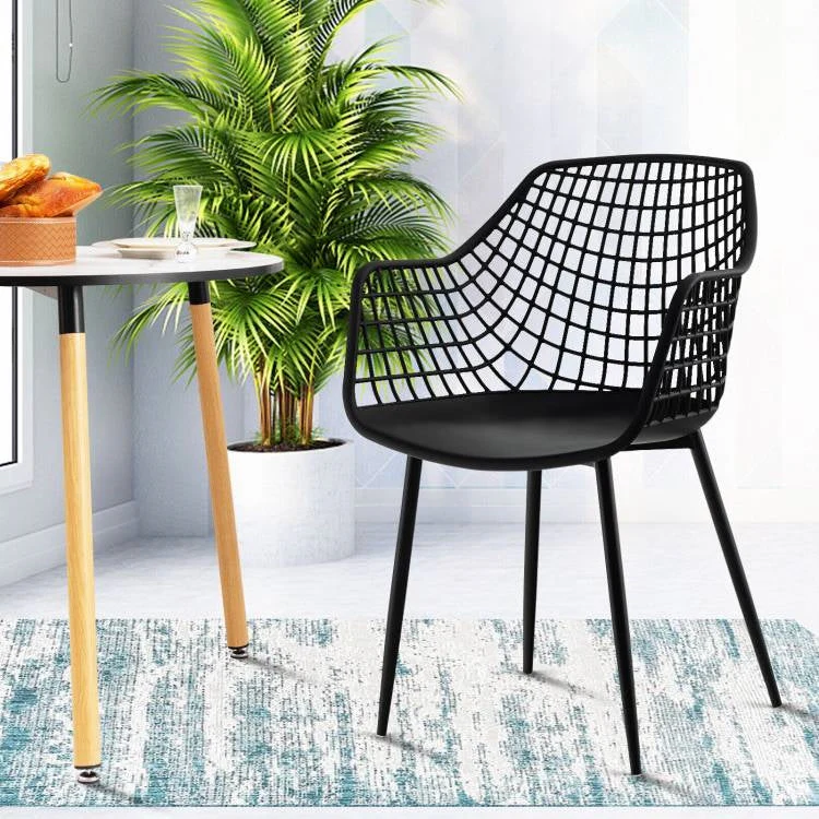 Set of 4 Mid-Century Modern Black Mesh Dining Chair with Ergonomic Backrest - Image 3