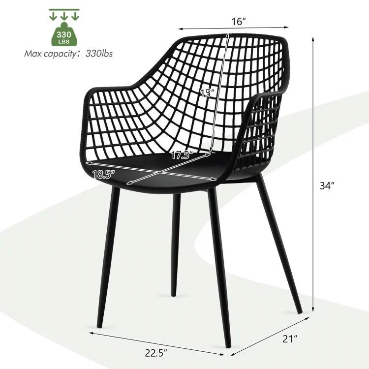 Set of 4 Mid-Century Modern Black Mesh Dining Chair with Ergonomic Backrest - Image 5