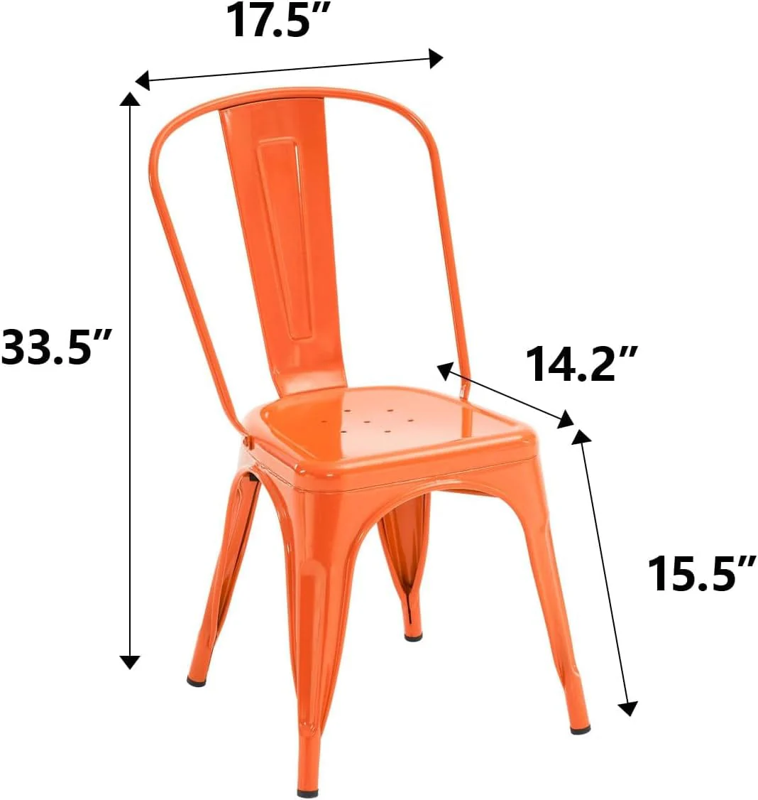 Set of 4 Modern Farmhouse Tolix Metal Chairs – Stackable Waterproof Dining Chairs - Image 2