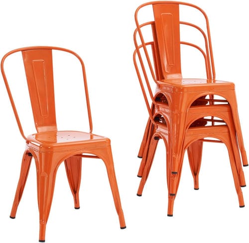 Set of 4 Modern Farmhouse Tolix Metal Chairs – Stackable Waterproof Dining Chairs - Image 3