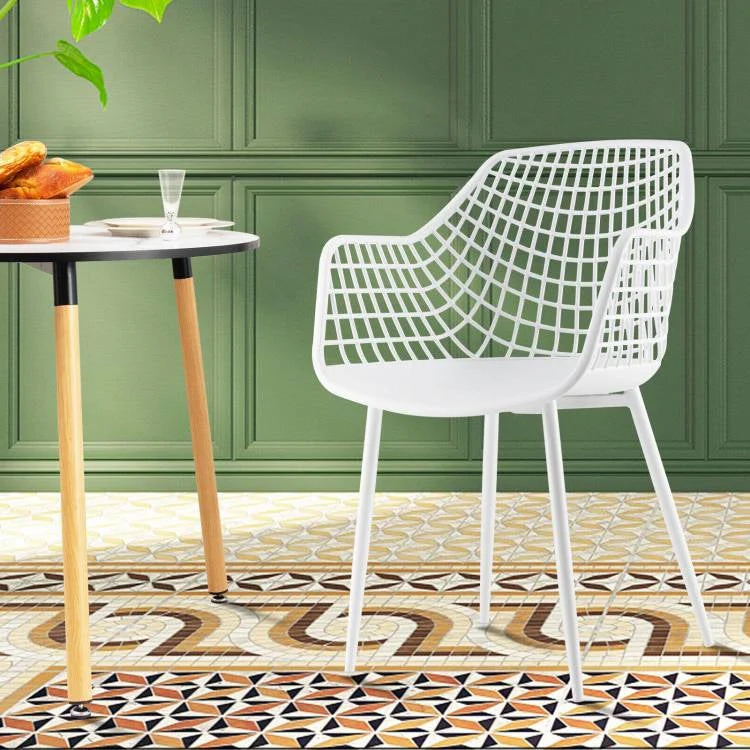 Set of 4 Modern Mid-Century White Mesh Dining Chair with Ergonomic Backrest - Image 3