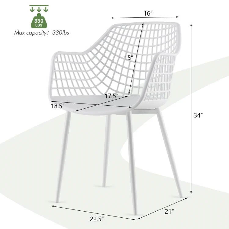 Set of 4 Modern Mid-Century White Mesh Dining Chair with Ergonomic Backrest - Image 5