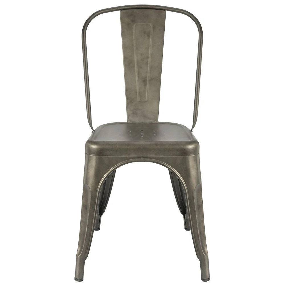 Set of 4 - Stackable Modern Cafe Bistro Dining Side Chair in Gun Metal Finish - Image 2