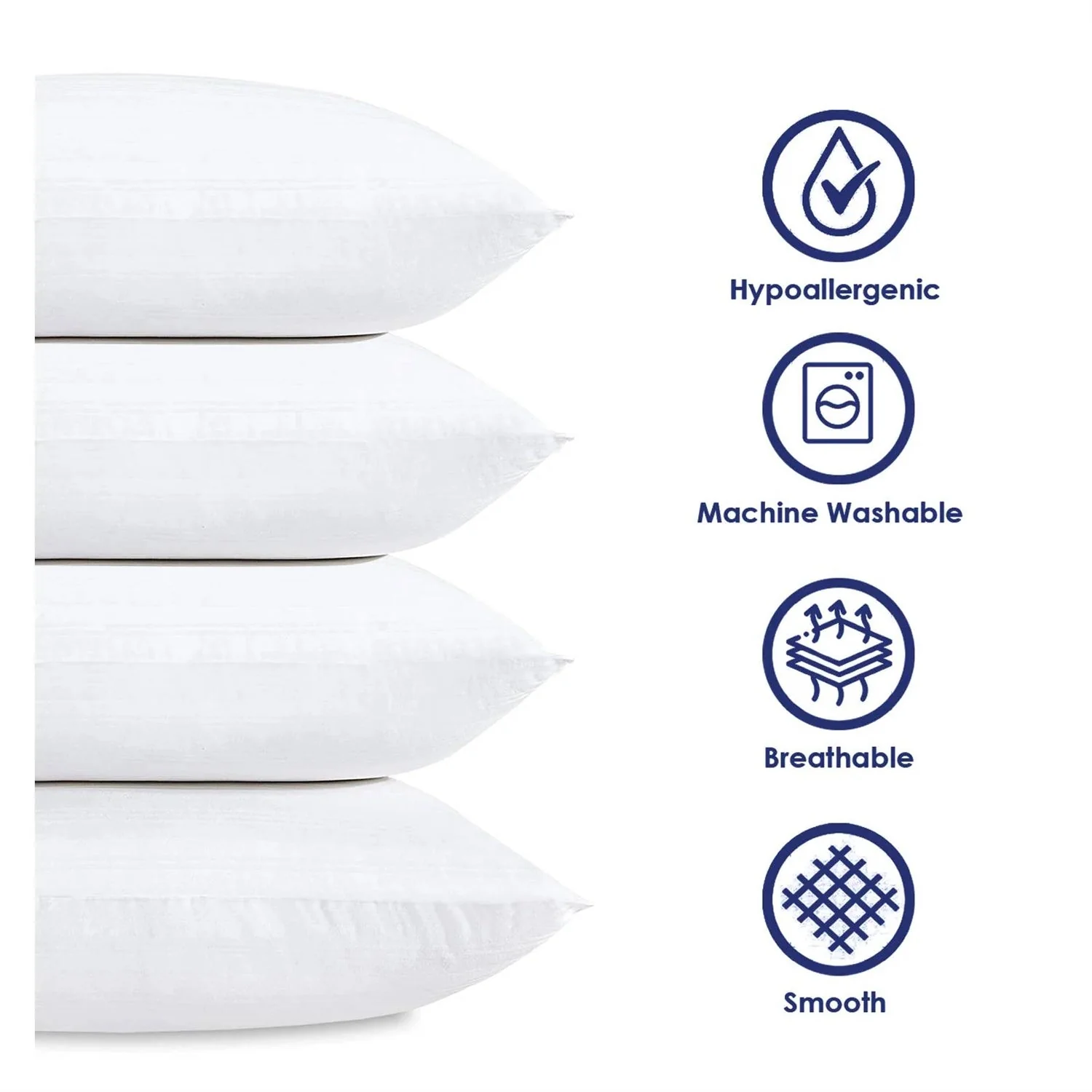 Set of 4 - Standard size Down Alternative Pillows - Machine Washable - Image 3