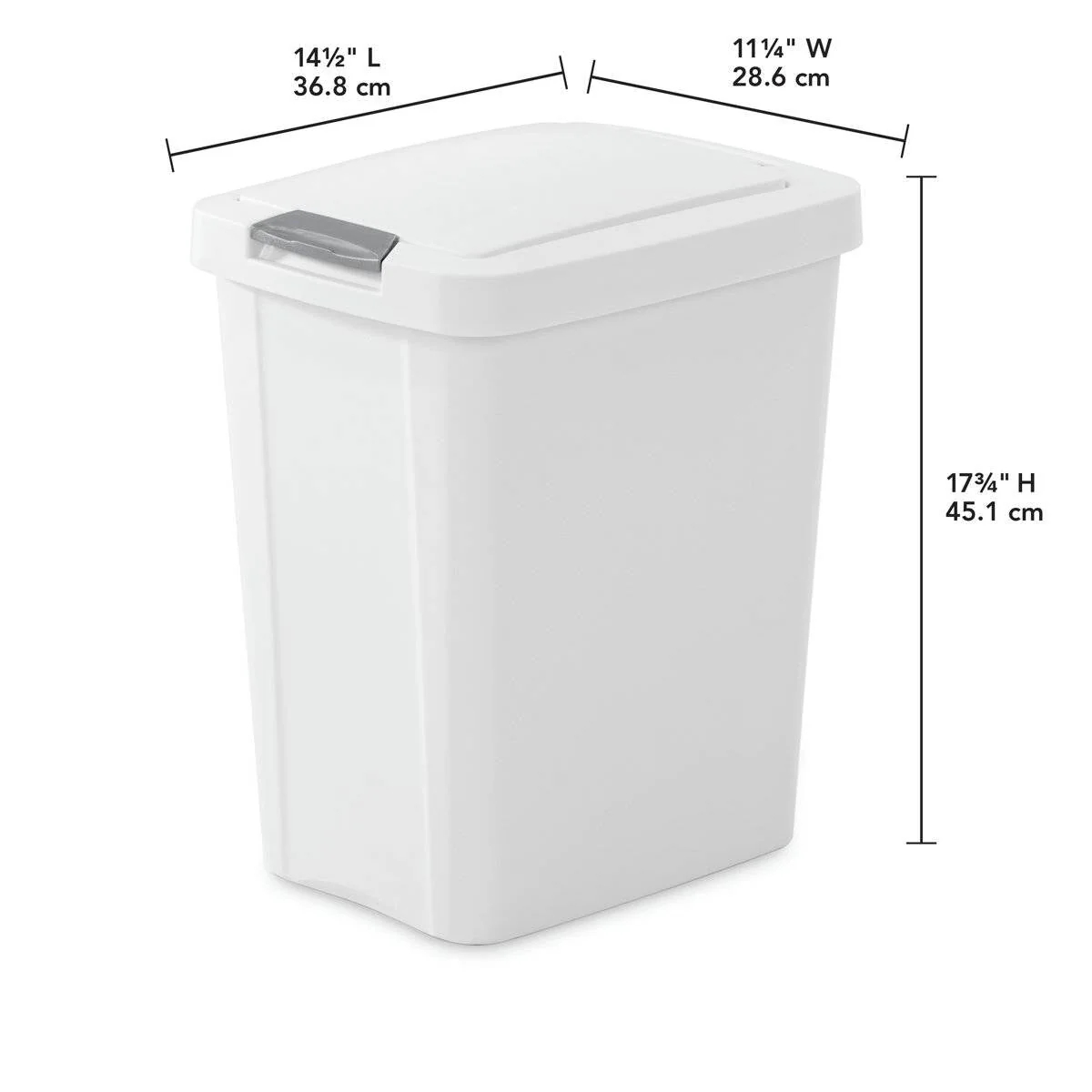 Set of 4 - White 8 Gallon Latch Top Kitchen Wastebasket Trash Can - Image 5