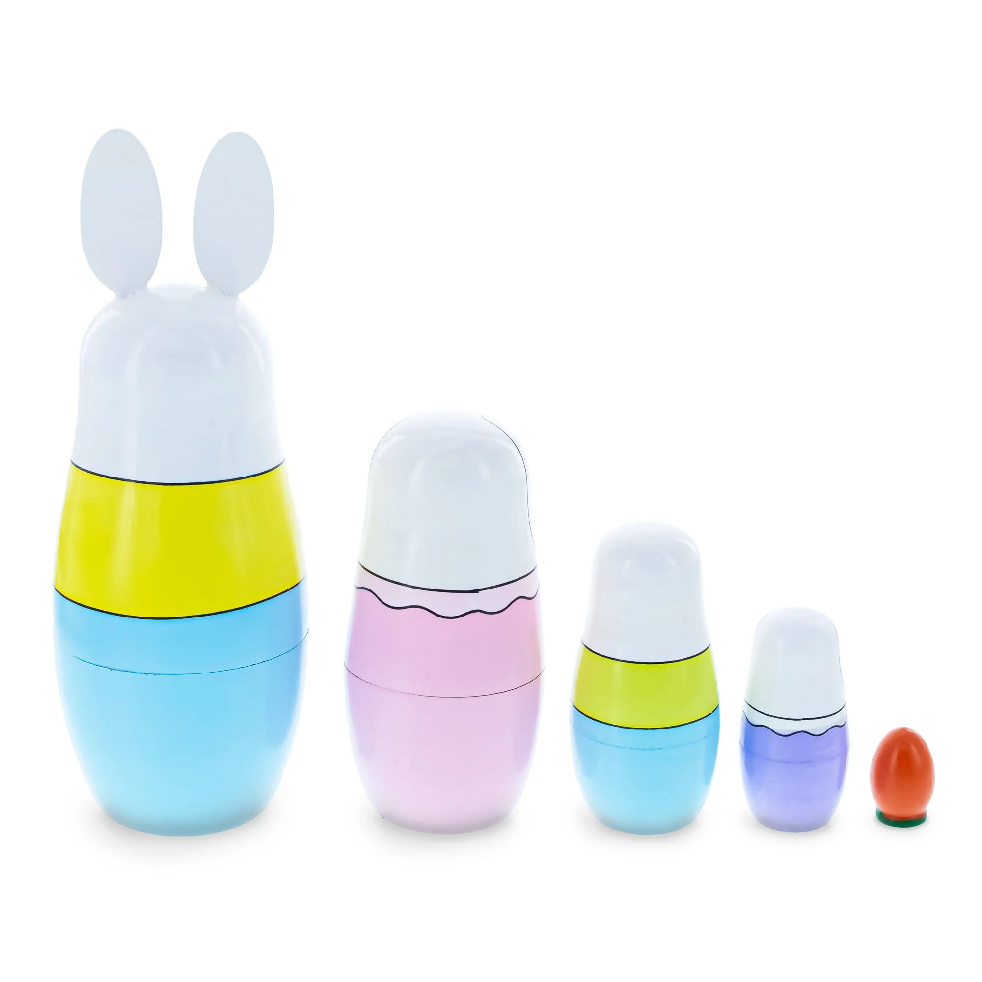 Set of 5 Bunnies Wooden Nesting Dolls 7 Inches Tall - Image 5