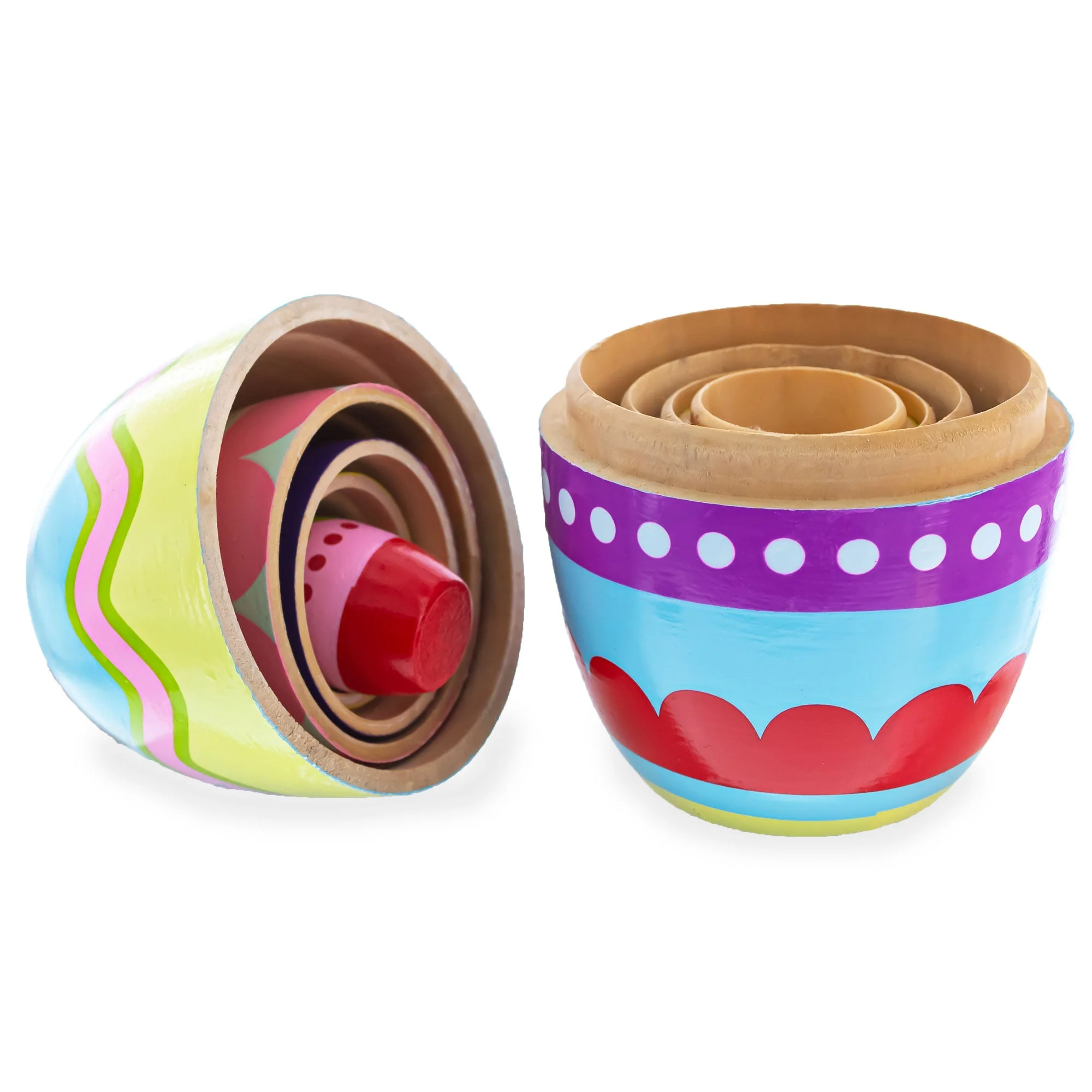 Set of 5 Colorful Easter Eggs Pysanky Wooden Nesting Dolls 5 Inches - Image 2