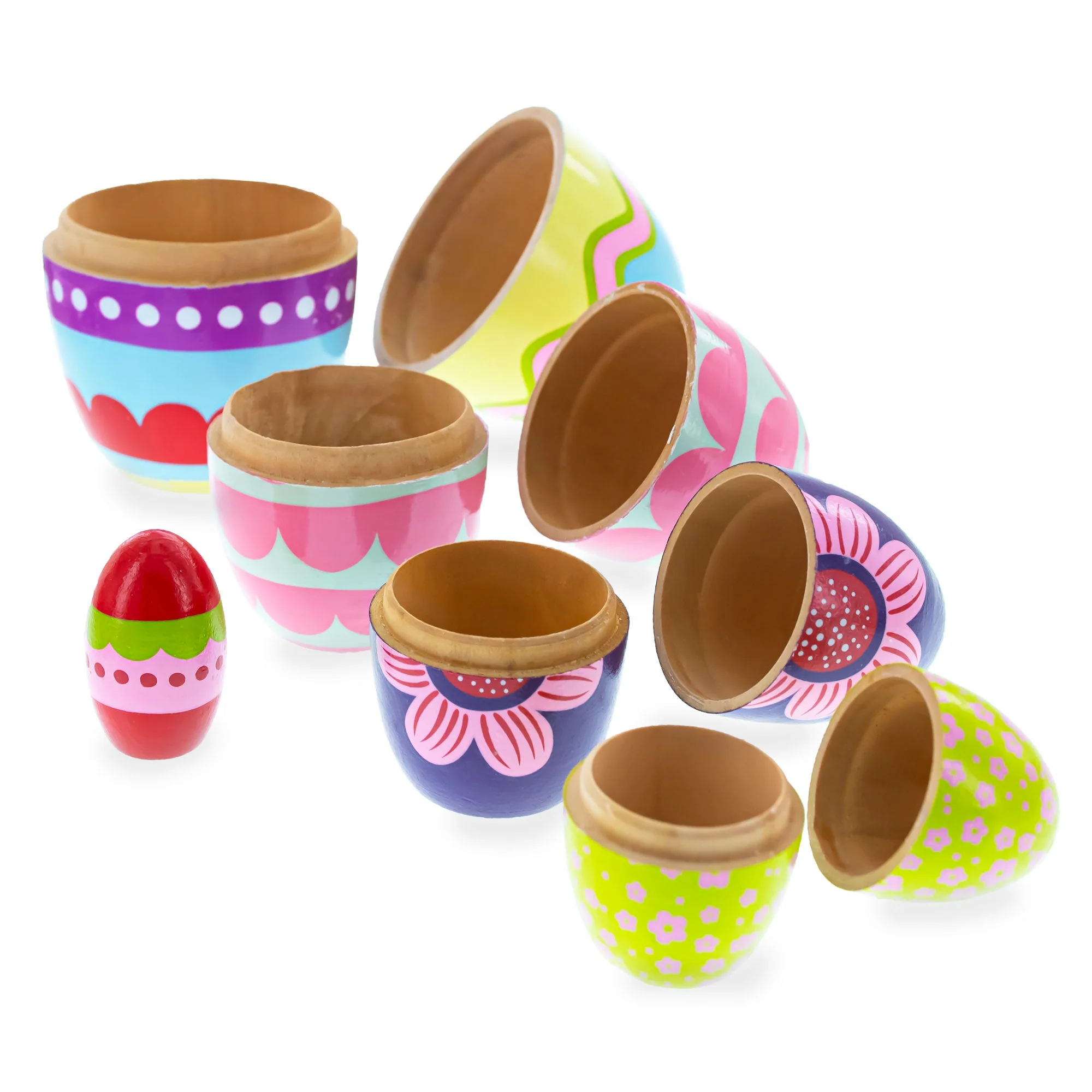 Set of 5 Colorful Easter Eggs Pysanky Wooden Nesting Dolls 5 Inches - Image 3