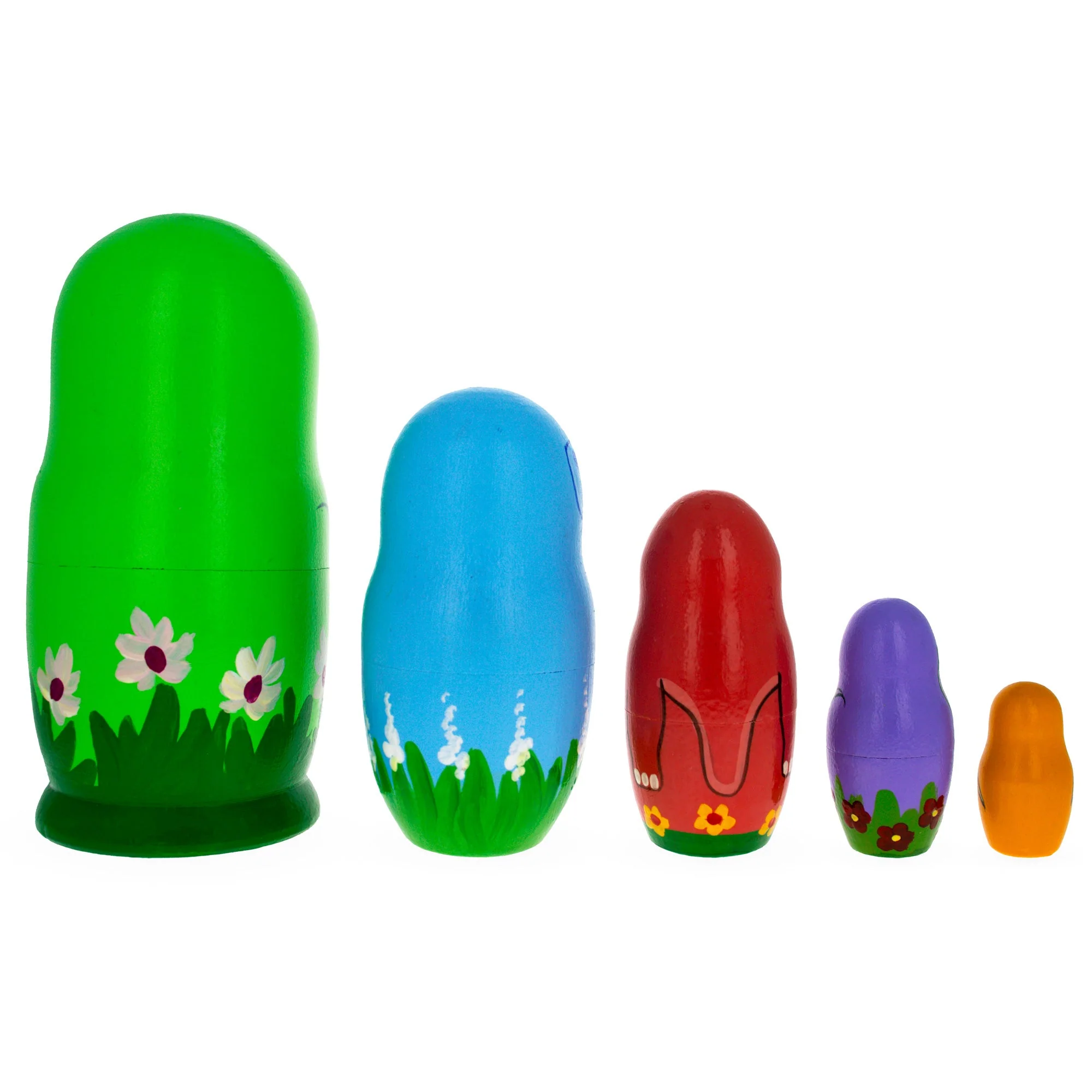 Set of 5 Dinosaurs Wooden Nesting Dolls 6 Inches - Image 4