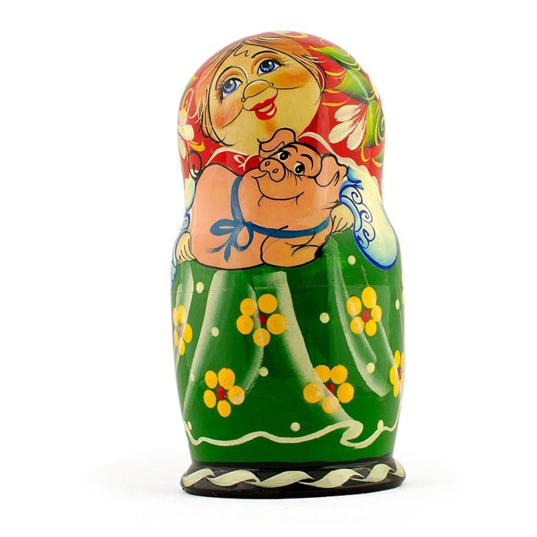 Set of 5 Farmers Family Nesting Dolls 7 Inches - Image 3