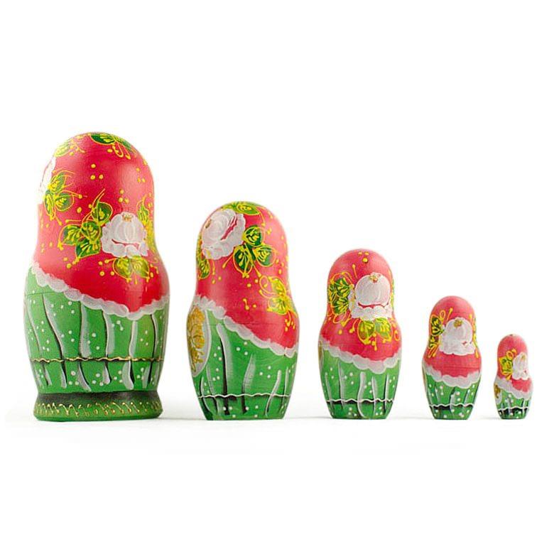 Set of 5 Flowers Basket Nesting Dolls 6.5 Inches - Image 2