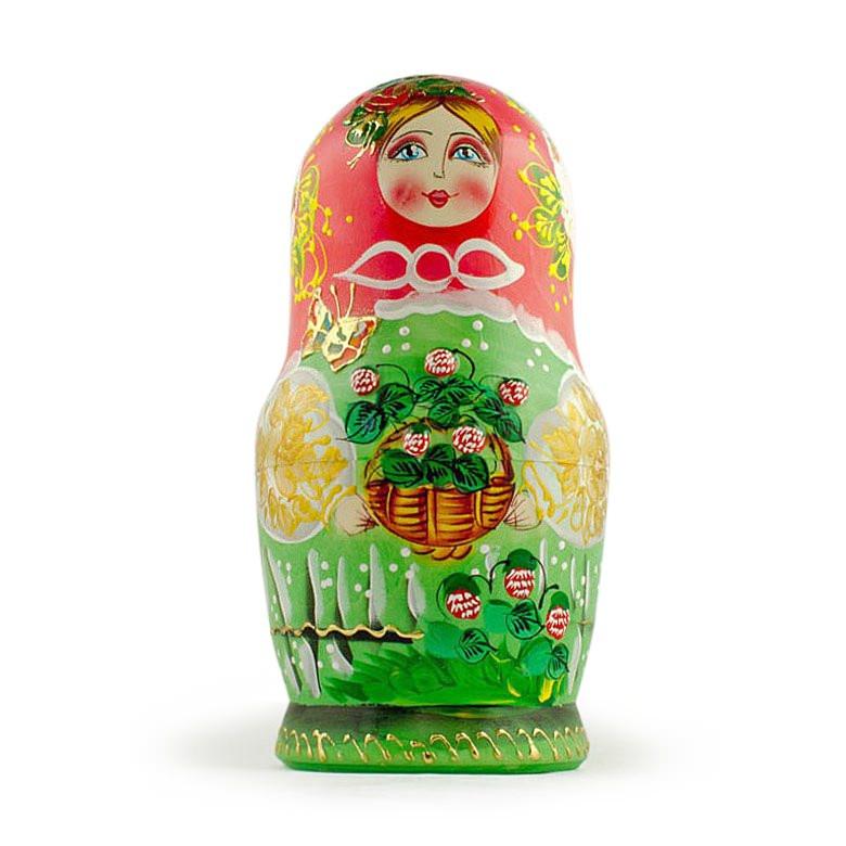 Set of 5 Flowers Basket Nesting Dolls 6.5 Inches - Image 3