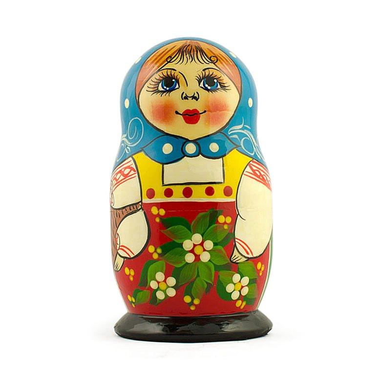 Set of 5 Folk Girls Wooden Nesting Dolls 5.5 Inches - Image 3