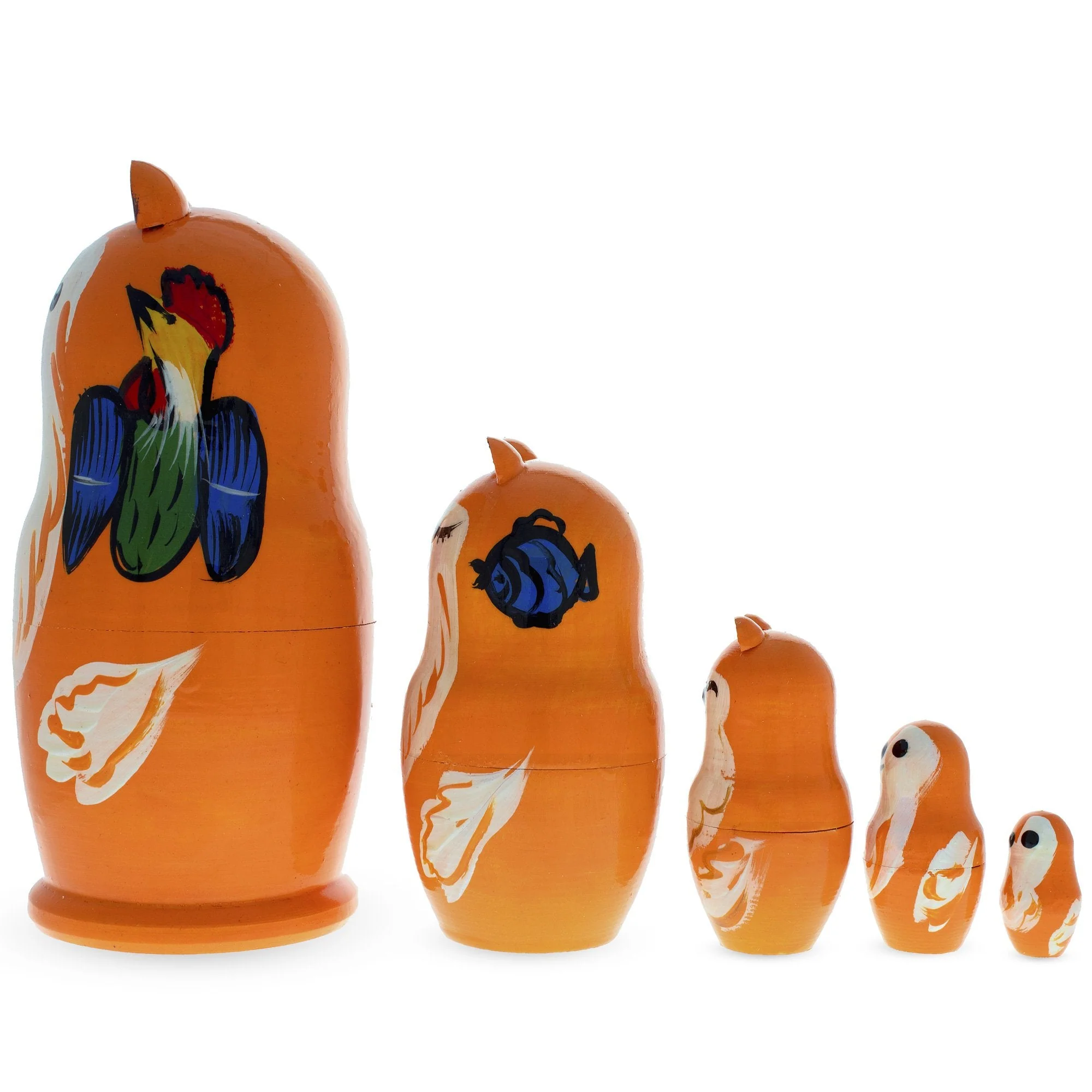 Set of 5 Fox Family Wooden Nesting Dolls - Image 2