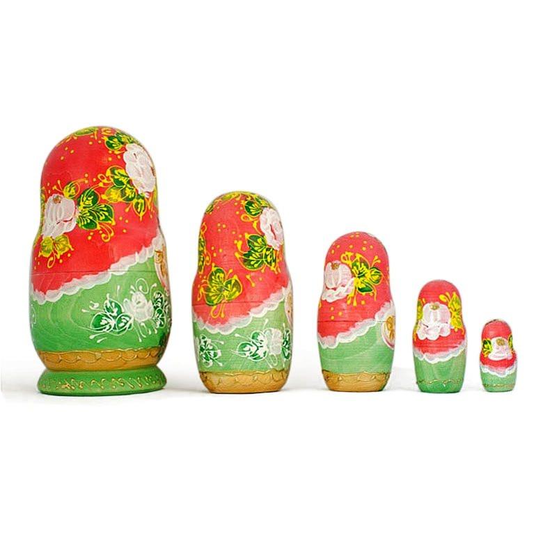 Set of 5 Girls with Cats Wooden Nesting Dolls 6.5 Inches - Image 2