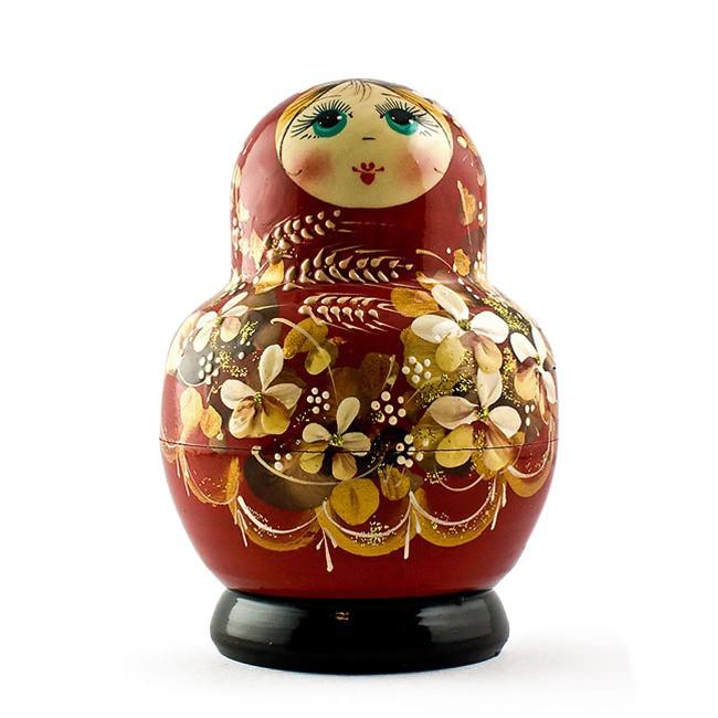 Set of 5 Golden Flowers Nesting Dolls  5 Inches - Image 2