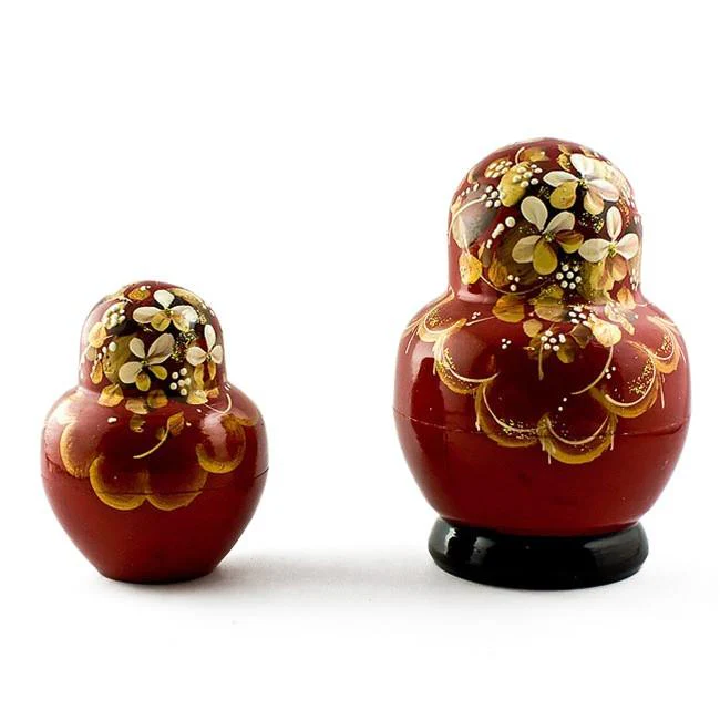 Set of 5 Golden Flowers Nesting Dolls  5 Inches - Image 3